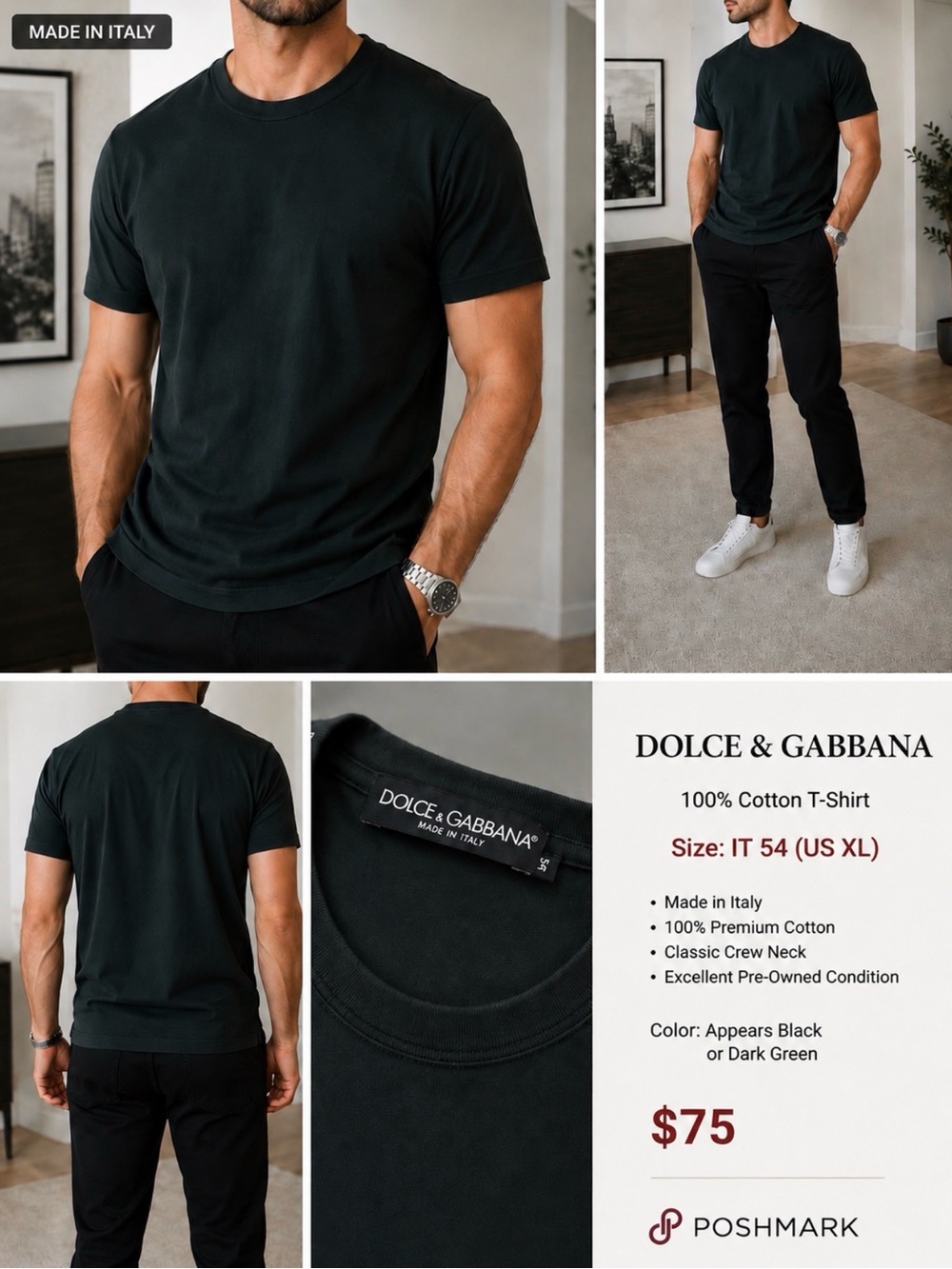 Dolce & Gabbana Short-Sleeve Crew Neck T-Shirt in Black